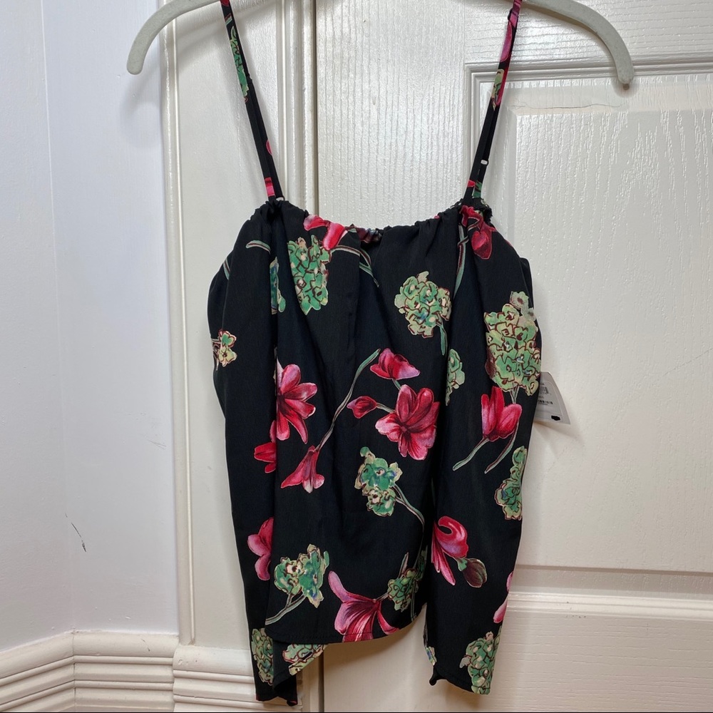 Black Floral Tank Top